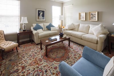 Cozy living room with comfortable seating and decor