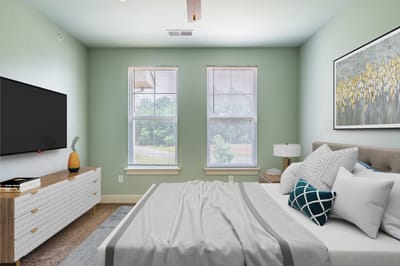 Well-decorated private room with natural light