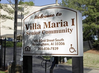 Signage indicating the Villa Maria I Senior Community