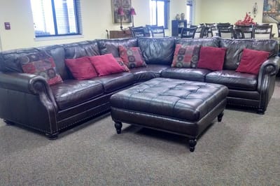 Comfortable leather couch in a common area