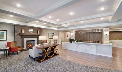 Interior view of a bright lobby with modern decor