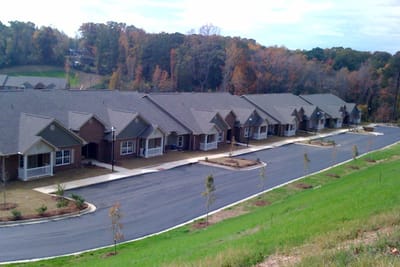 Row of single-story senior apartments
