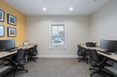 Interior view of a computer area with workstations