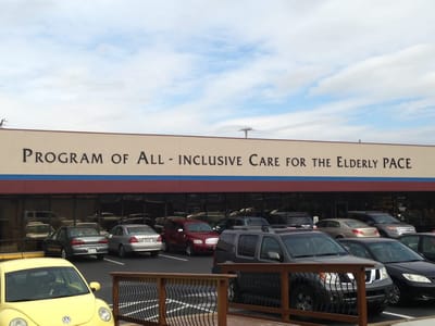 Exterior view of a senior care facility building