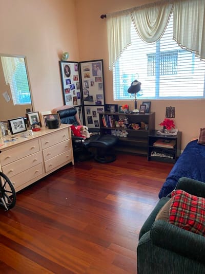 Cozy interior of a resident room with personal touches