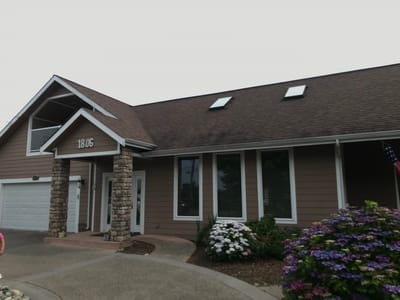 Exterior view of the facility with flowers