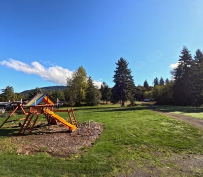 Outdoor playground with vibrant play structures