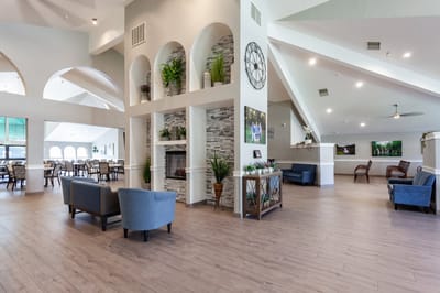 Bright common area with comfortable seating