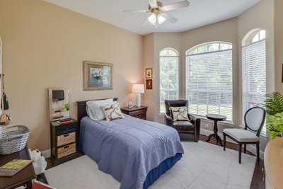 Cozy private resident room with large windows