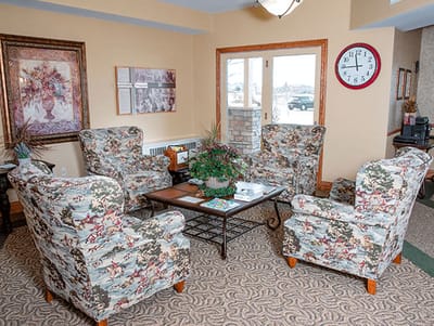 Common area with chairs and decorative details
