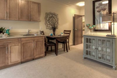 Interior view of a cozy resident's kitchen area