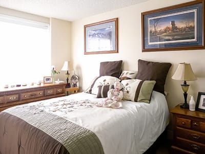 Cozy interior of a private resident room