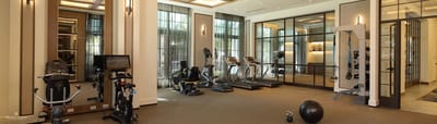 Interior view of a fitness room with exercise equipment