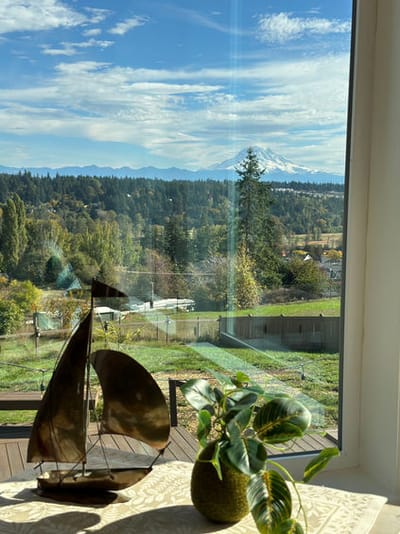 View from the facility showing landscape and mountains
