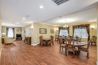 Common area with dining tables and chairs