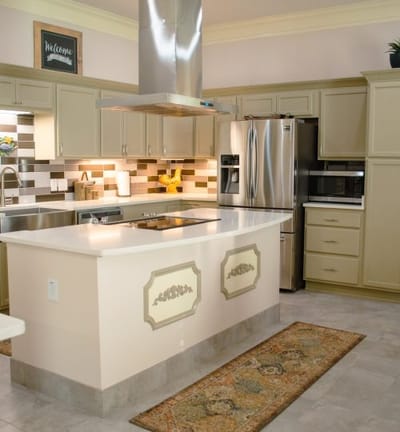 Interior kitchen space with modern appliances