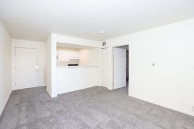 Empty interior living space with carpet