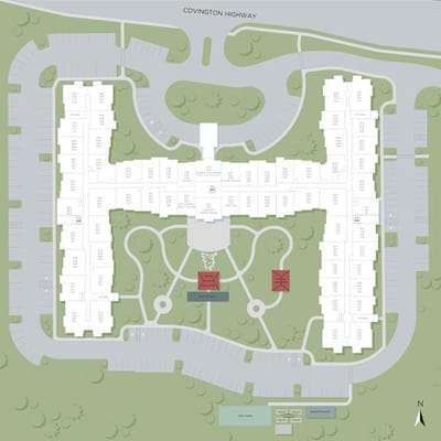 Architectural floor plan of StonePointe Senior Living.