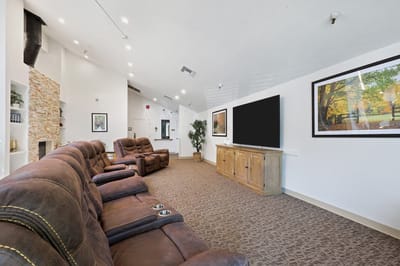 Interior view of a common area with seating