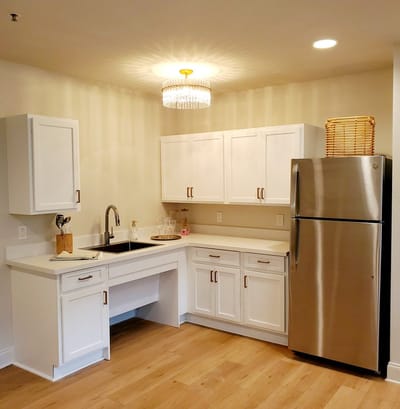 Bright kitchen area with modern appliances