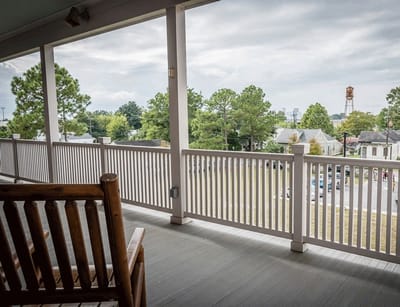 View from a porch overlooking residential area