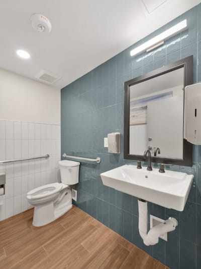 Accessible restroom interior with modern fixtures