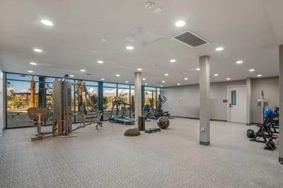 Interior view of a fitness room with equipment