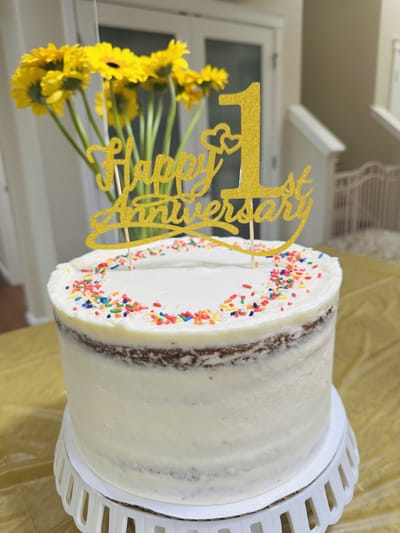 A decorated cake celebrating a milestone event