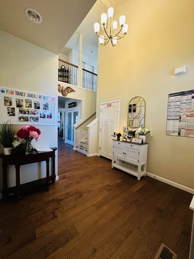 Bright interior hallway with decorative elements