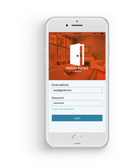 Westhaven, independent living in Denver, CO — Login screen for an online portal on a smartphone