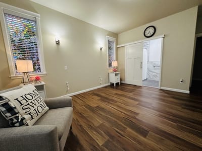 Cozy seating area inside a senior living facility