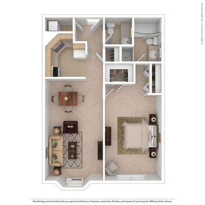 Architectural floor plan layout of a resident unit