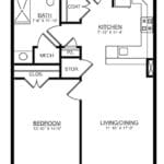 Architectural floor plan of a living unit