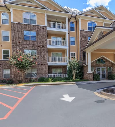 Exterior view of Galleria Manor with entrance.