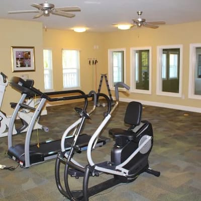 Interior view of a fitness area with exercise equipment