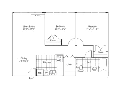 Architectural floor plan with room dimensions