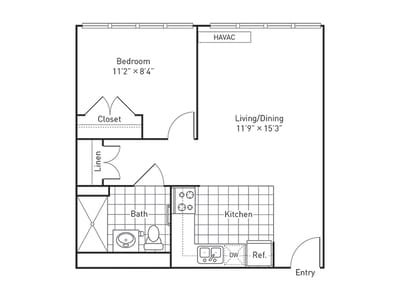 Architectural floor plan of an apartment layout