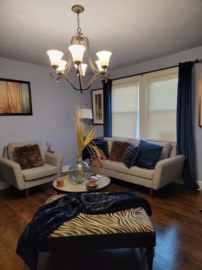 Cozy interior seating area with two chairs and a table