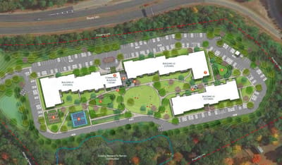 Architectural floor plan of a senior living facility.