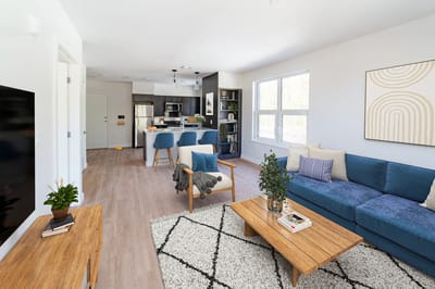 Cozy common living area with modern furniture