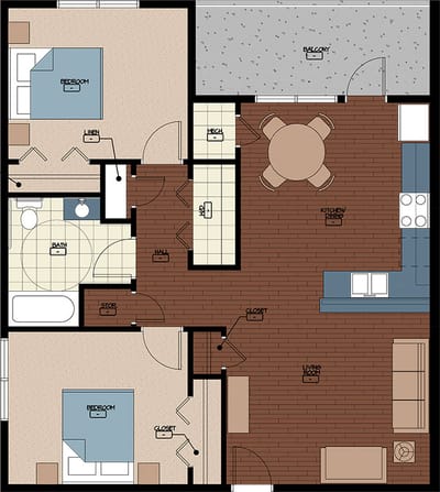 Architectural floor plan of a residential unit