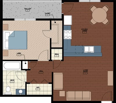 Architectural floor plan of a residential unit