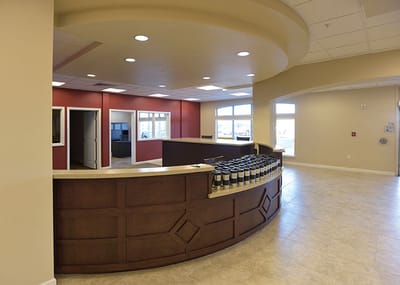 Reception area of a senior living facility