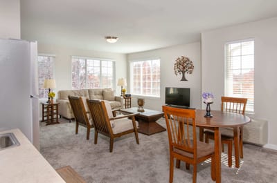 Bright and welcoming interior of a resident living space