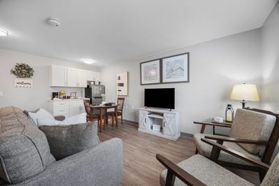 Cozy living area in a senior apartment