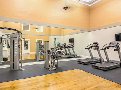 Interior view of a fitness area with exercise machines