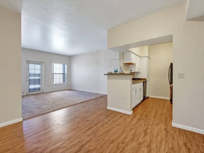 Spacious interior view of an apartment layout