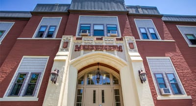 Exterior view of Nathan Hale Apartments entrance