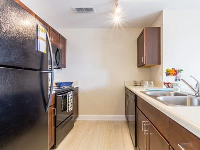 Bright kitchen area with modern appliances
