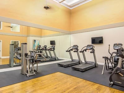 Well-equipped gym area with fitness machines